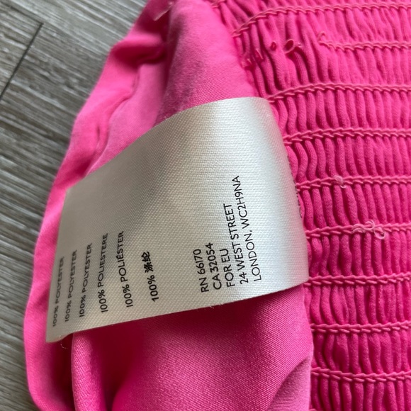 Free People Fuschia Pink Deep V-neck Wrap Tie Waist Satin Crop Top Size M - Picture 12 of 12